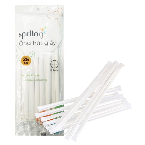 Lốc 25 Ống Hút Giấy Spriing 6Mm