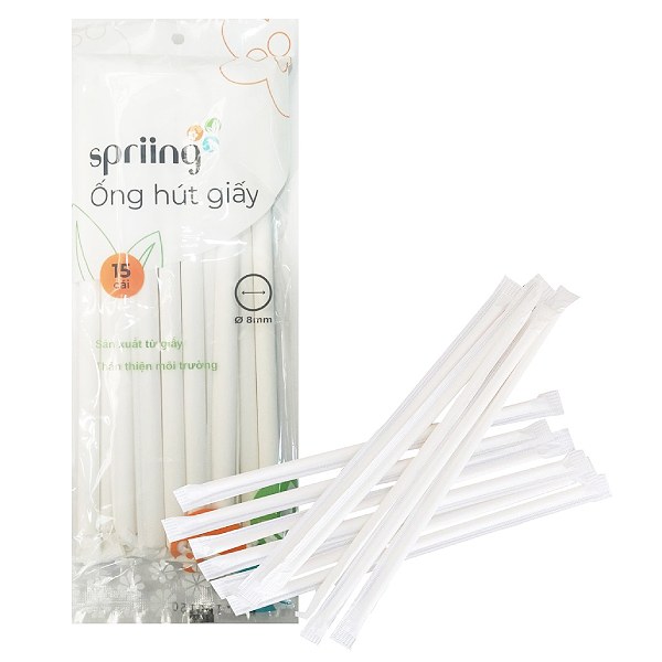 Lốc 15 Ống Hút Giấy Spriing 8Mm