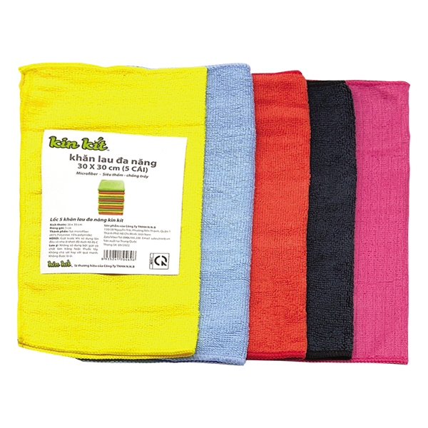 Lốc 5 Khăn Lau Đa Năng Microfiber Kinkit 30*30Cm