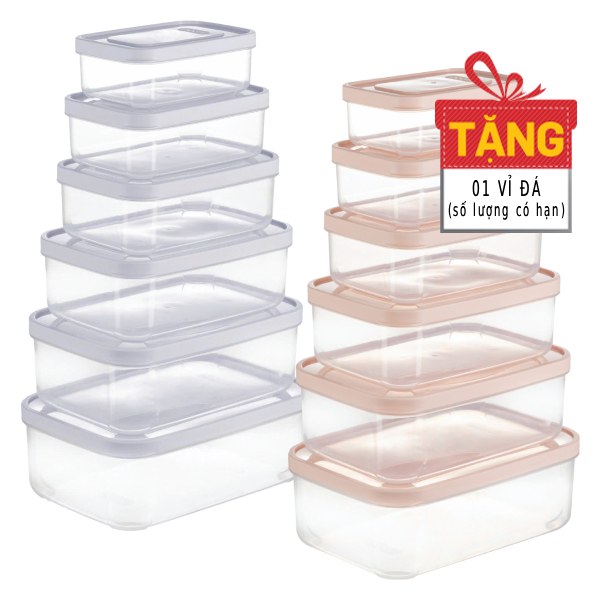 Bộ 6 Hộp Thực Phẩm Chữ Nhật Inochi Hokkaido 500Ml + 750Ml + 1L + 1.5L + 2L + 2.5L