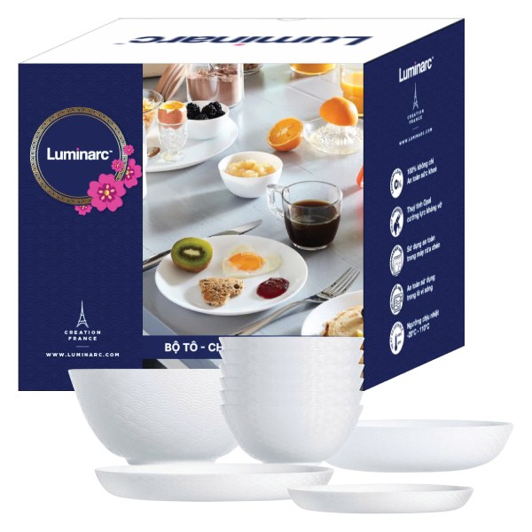 Bộ Bàn Ăn Thủy Tinh Luminarc Diwali Shell 12 Món