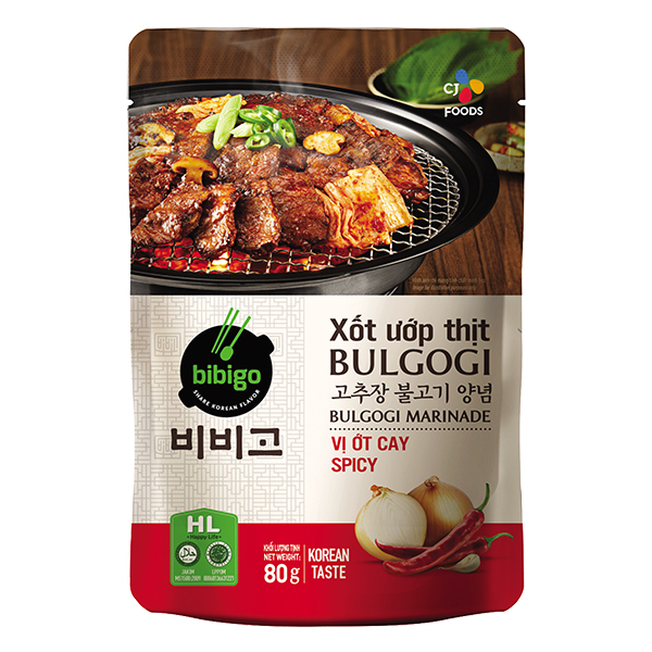 Xốt Ướp Bulgogi Bibigo Vị Ớt Cay Gói 80G