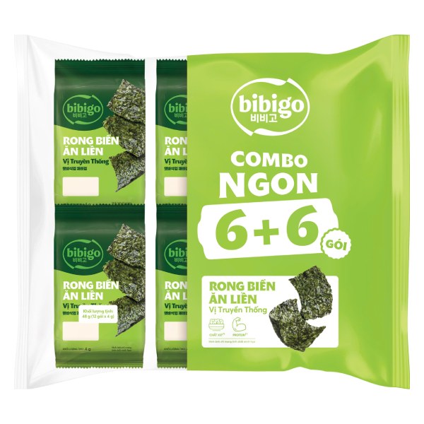 Lốc 12 Rong Biển Bibigo Vị Truyền Thống Gói 4G