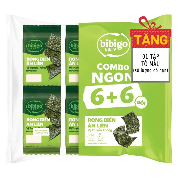Lốc 12 Rong Biển Bibigo Vị Truyền Thống Gói 4G