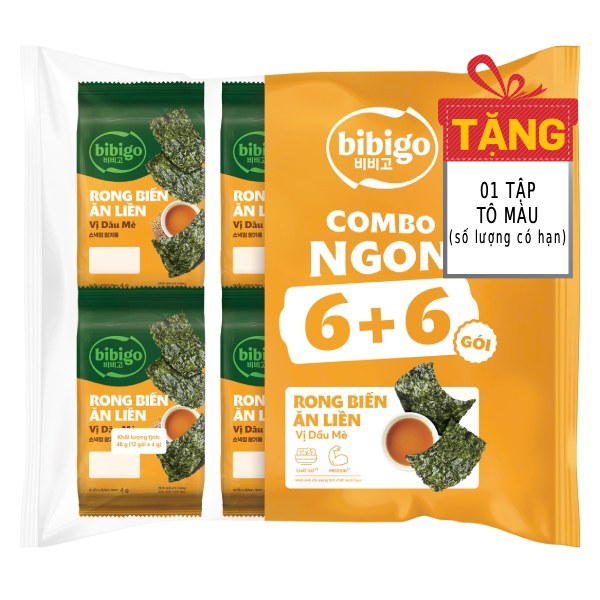 Lốc 12 Rong Biển Bibigo Vị Dầu Mè Gói 4G