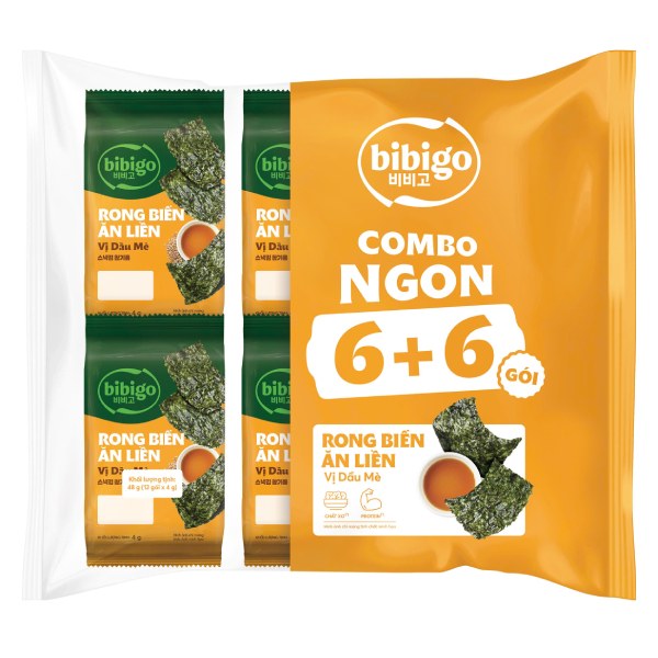 Lốc 12 Rong Biển Bibigo Vị Dầu Mè Gói 4G