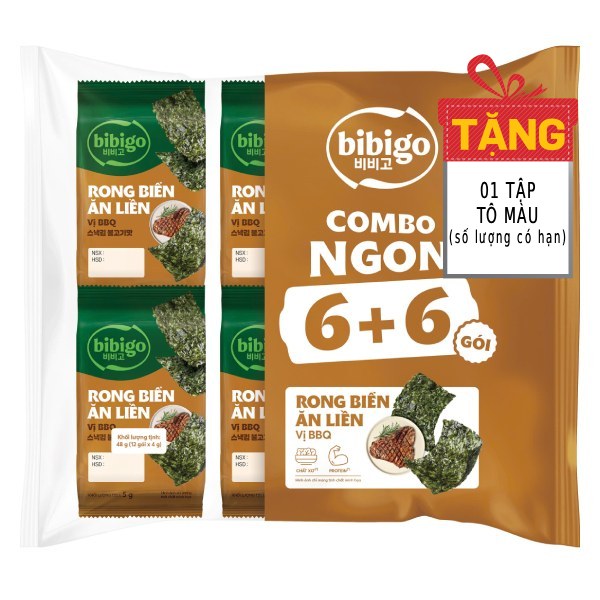 Lốc 12 Rong Biển Bibigo Vị BBQ Gói 4G