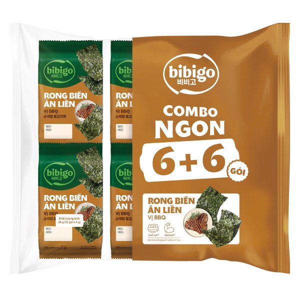 Lốc 12 Rong Biển Bibigo Vị BBQ Gói 4G