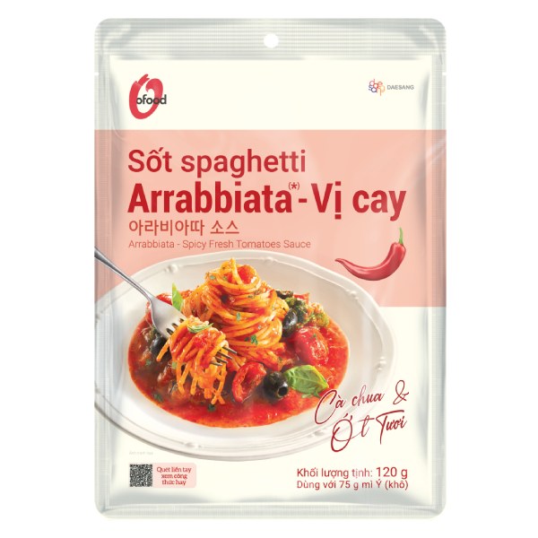Sốt Spaghetti O'Food Arrabbiata Vị Cay Gói 120G
