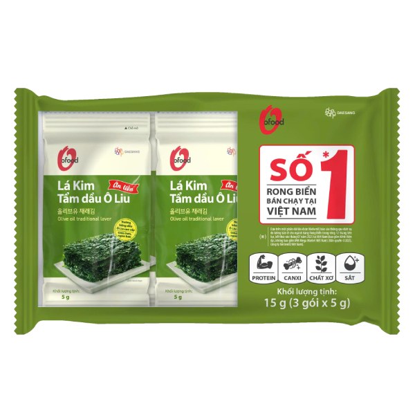 Lô 3 Rong Biển Lá Kim O'Food Tẩm Dầu Oliu 5G