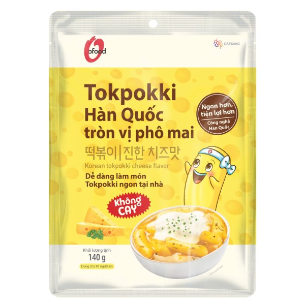 Bánh Gạo Tokpokki O'Food Tròn Vị Phô Mai Không Cay Gói 140G