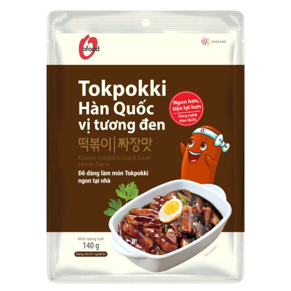 Bánh Gạo Tokpokki O'Food Vị Tương Đen Gói 140G