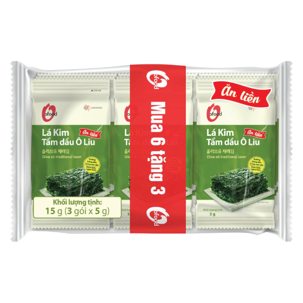 Lô 6+3 Rong Biển Lá Kim O'Food Tẩm Dầu Oliu 5G