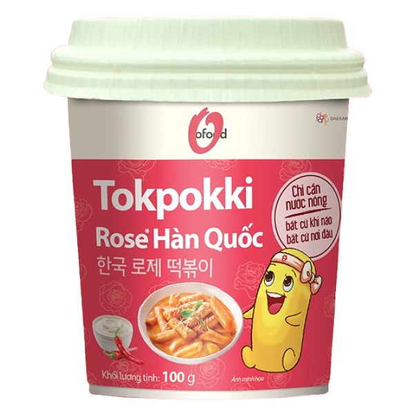 Bánh Gạo Tokpokki O'Food Rose Hàn Quốc Ly 100G
