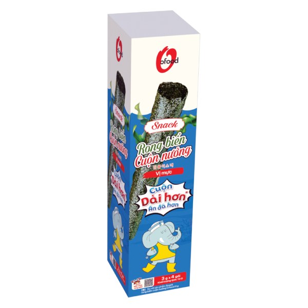 Snack Rong Biển O'Food Cuộn Nướng Vị Mực Hộp 12G
