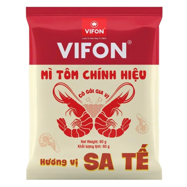 Mì Vifon 2 Tôm Chính Hiệu Hương Sa Tế Gói 60G