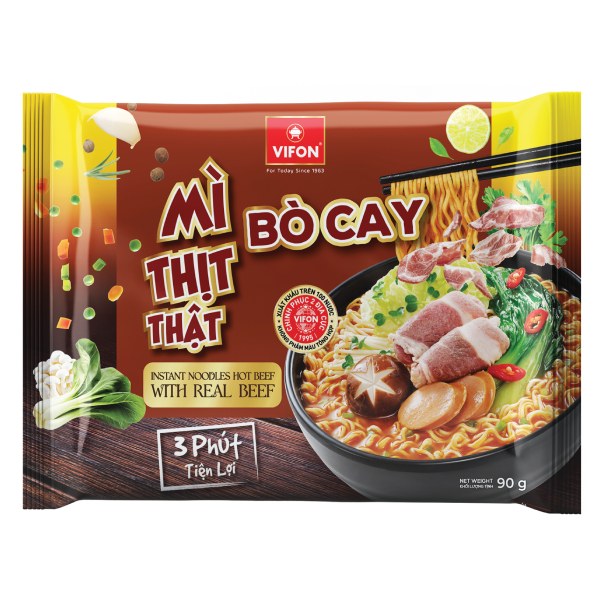 (Only Emartmall) Mì Vifon Bò Cay Thịt Thật Gói 90G