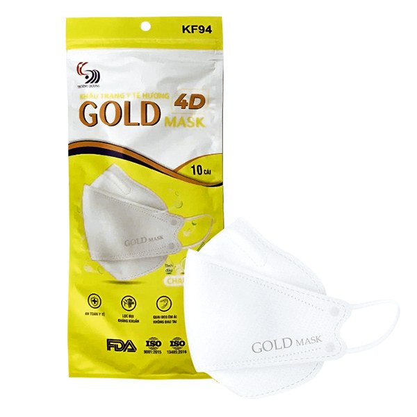 Khẩu Trang Y Tế Gold Mask KF94 Hương Chanh Túi 10 Cái