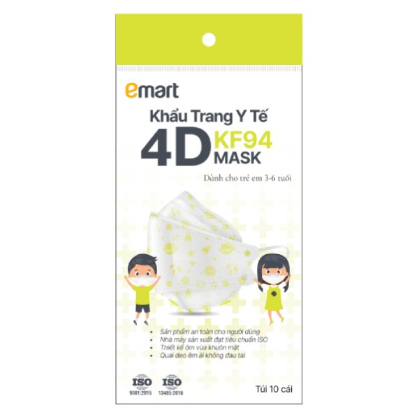 Khẩu Trang Y Tế Trẻ Em Emart KF94 Túi 10 Cái