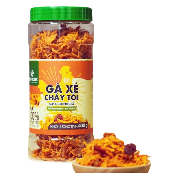 Khô Gà Cay Xé Cháy Tỏi VNFOODS 400G