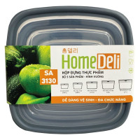 Bộ 5 Hộp Thực Phẩm Homedeli Vuông