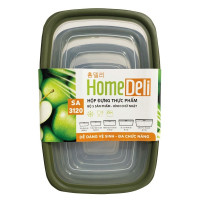 Bộ 5 Hộp Thực Phẩm Homedeli Chữ Nhật