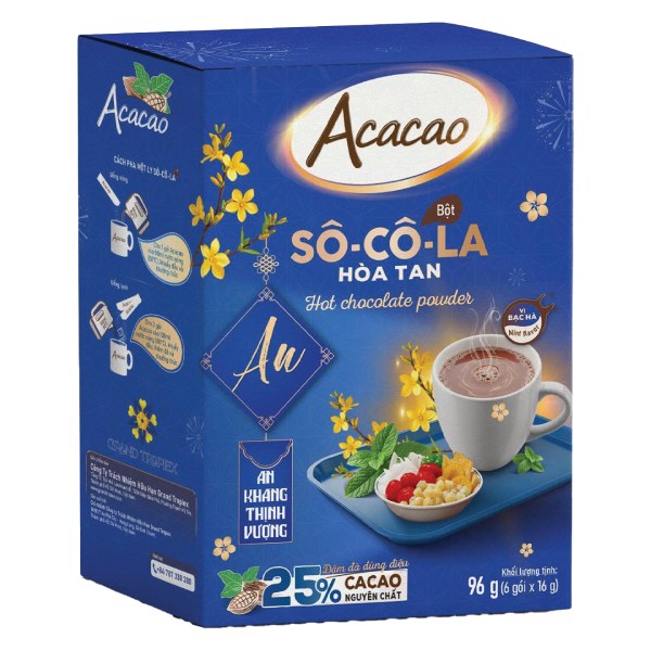 Bột Socola Acacao Bạc Hà Hộp 6 Gói 16G