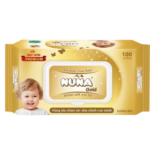Khăn Ướt Baby Nuna Gold Không Mùi 100 Miếng