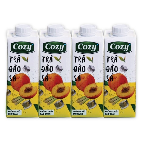Lốc 4 Trà Cozy Vị Đào Sả Hộp 225Ml