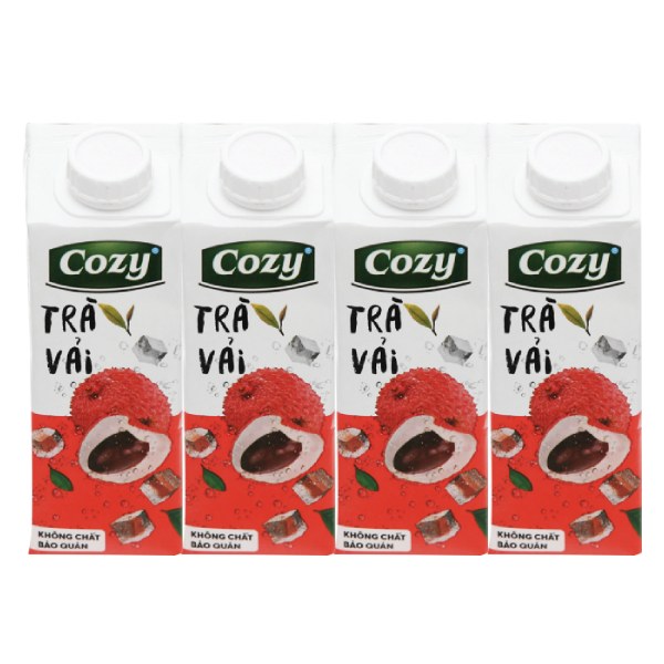 Lốc 4 Trà Cozy Vị Vải Hộp 225Ml