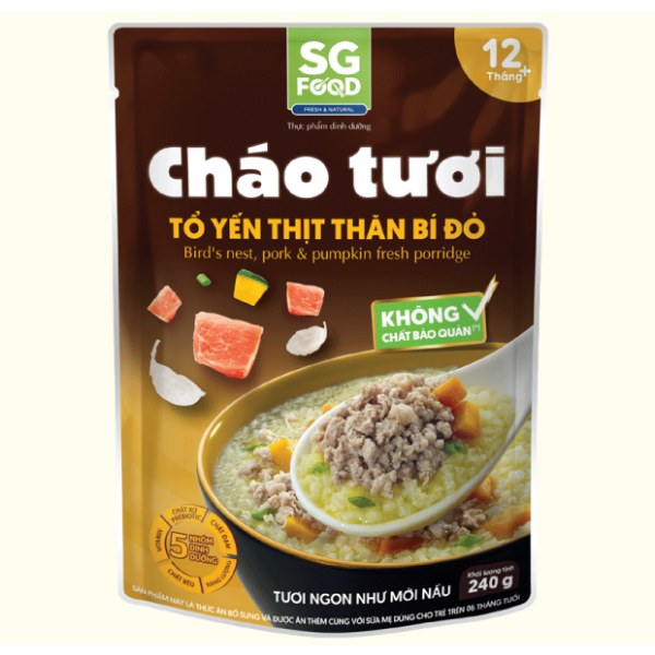 (Only Emartmall) Cháo Tươi SG Food Thịt Thăn Bằm Bí Đỏ 240G