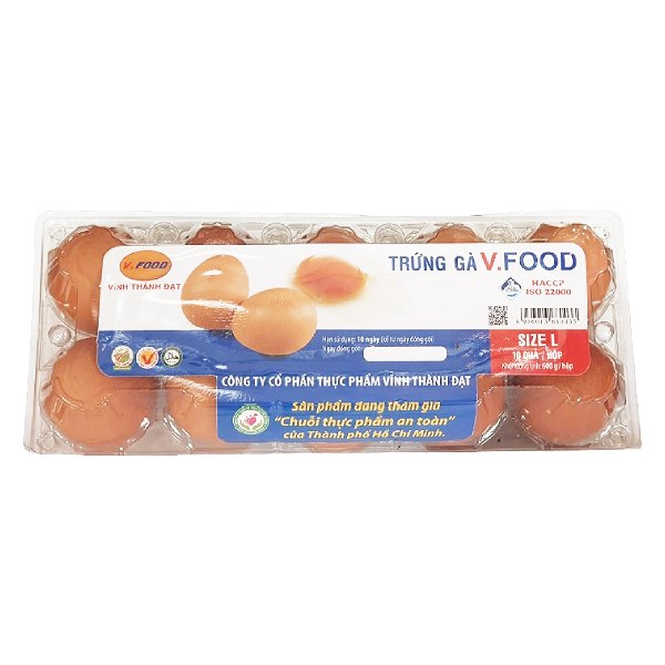 Hộp 10 Trứng Gà Vfood Size L
