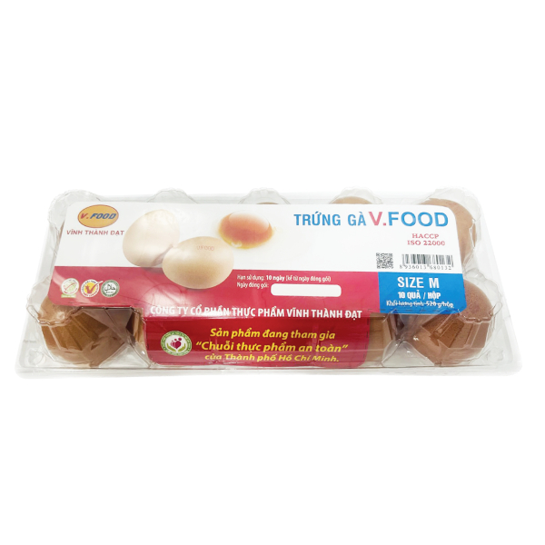 Hộp 10 Trứng Gà Vfood Size M