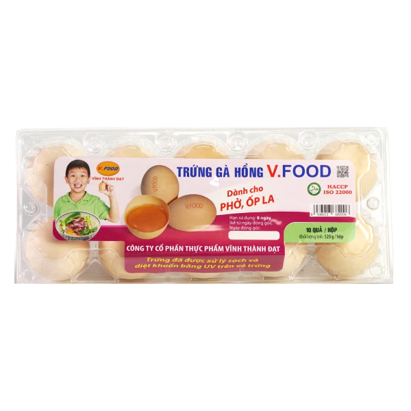 Hộp 10 Trứng Gà Hồng Vfood