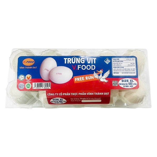 Hộp 10 Trứng Vịt Vfood Size XL