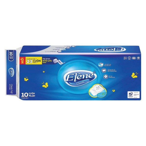 Lốc 10 Cuộn Giấy Vệ Sinh Elene Xanh Không Lõi