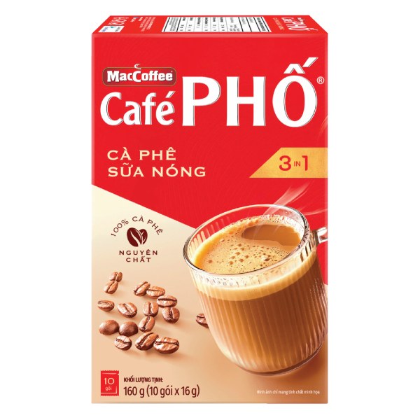 Cà Phê Phố Sữa Nóng Hộp 10 Gói 16G