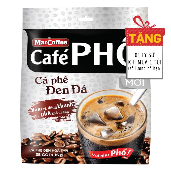 Cà Phê MacCoffee Café Phố Đen Đá Túi 35 Gói*16G