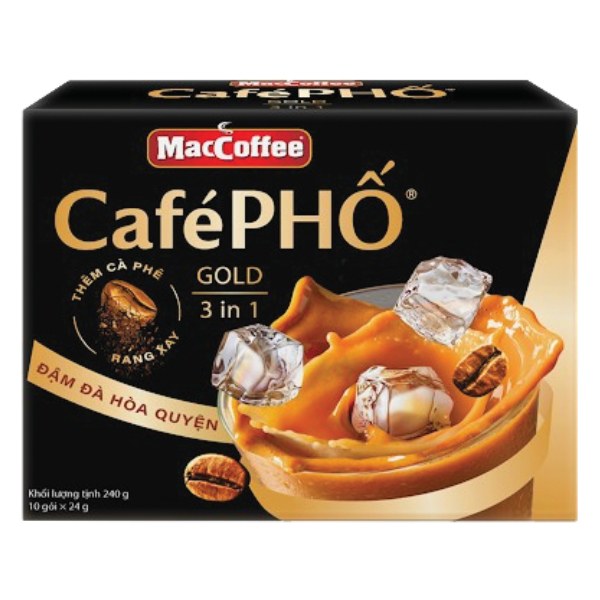 Cà Phê Sữa Đá MacCoffee Café Phố Gold 3in1 Hộp 10 Gói*29G