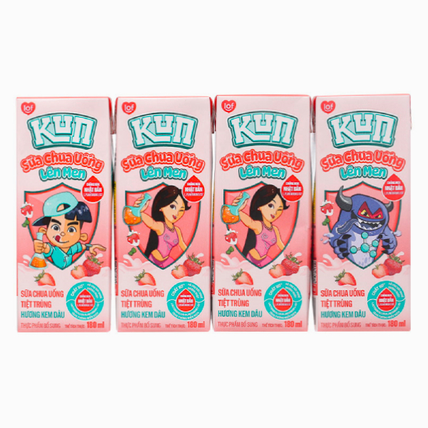 Lốc 4 Sữa Chua Uống Lif Kun Dâu 180Ml
