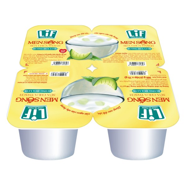Lốc 4 Sữa Chua Ăn Lif Men Sống Dưa Lưới 75G