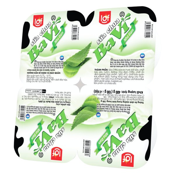 Lốc 4 Sữa Chua Ăn Ba Vì LOF Nha Đam 100G