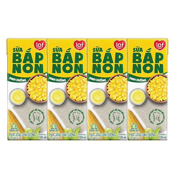 Lốc 4 Sữa Bắp Non Lof Hộp 180Ml