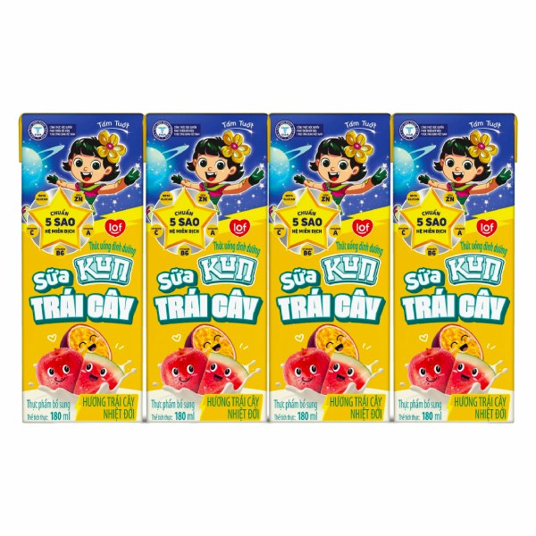 Lốc 4 Sữa Trái Cây Lif Kun Hương Trái Cây Nhiệt Đới 180Ml
