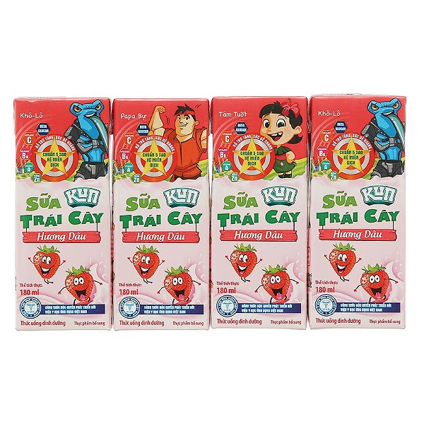 Lốc 4 Sữa Trái Cây Lif Kun Hương Dâu 180Ml