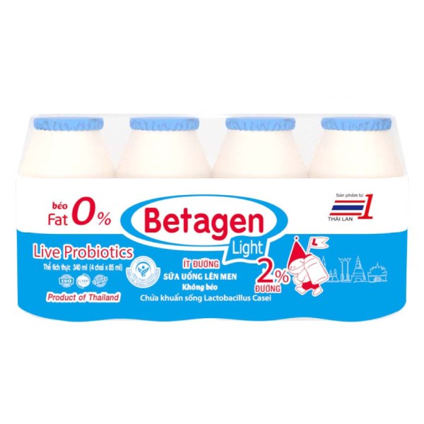 Lốc 4 Sữa Chua Uống Men Sống Betagen Light 85Ml