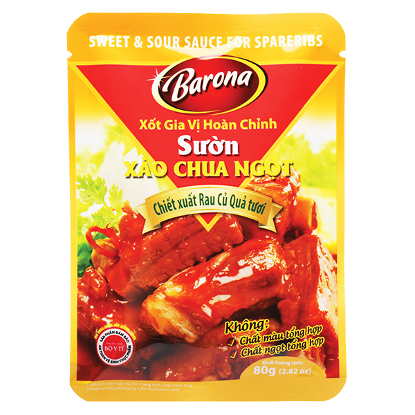 Xốt Gia Vị Hoàn Chỉnh Barona Sườn Xào Chua Ngọt 80G