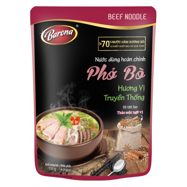 Nước Dùng Hoàn Chỉnh Barona Phở Bò Gói 150G