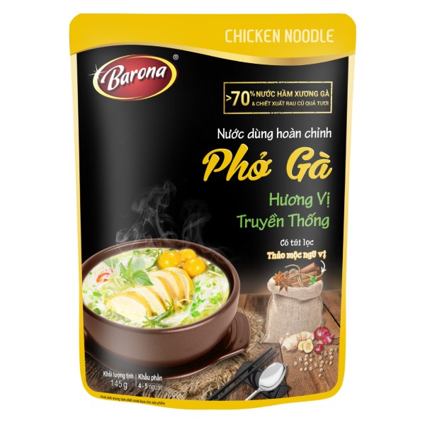 Nước Dùng Hoàn Chỉnh Barona Phở Gà Gói 145G