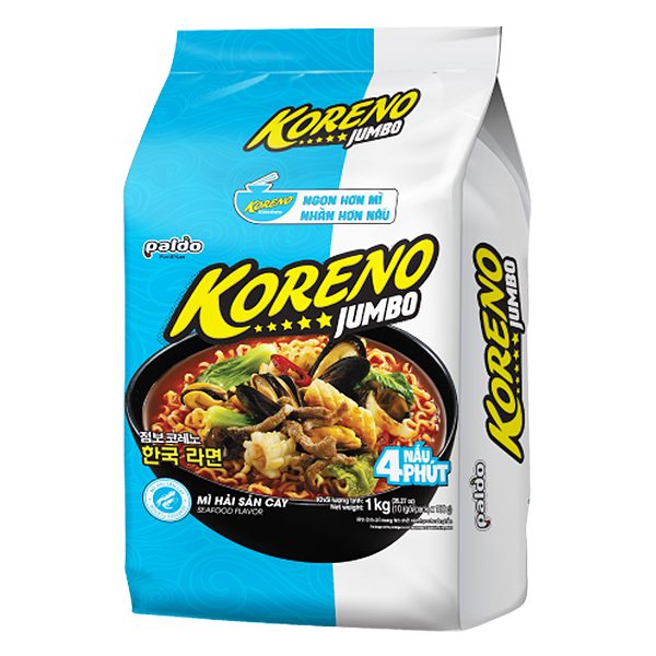 Mì Koreno Jumbo Vị Hải Sản Cay 10 Gói*100G